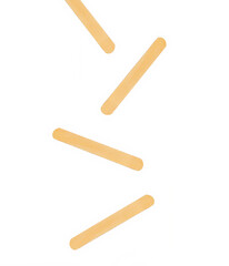 A hand in a blue glove throws wooden spatulas on a white background.