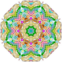 Hand drawn zentangle mandala for coloring page.
