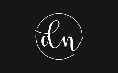 dn or nd Cursive Letter Initial Logo Design, Vector Template