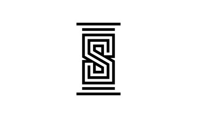 s logo, column, architecture, building, columns, greek, pillar, roman, classic, illustration, symbol, marble, temple, classical, old, ionic, museum, design