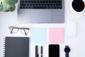 Top view business desk