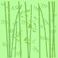 Fototapeta na wymiar bamboo with branches and moldings on a green background