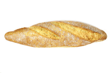 baguette de pain française sur un fond blanc