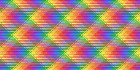 rainbow colors tartan fabric texture pattern for lgbt kilt editable vector illustration