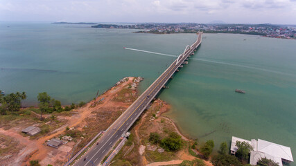 aerial view dompak bridge at tanjungpinang