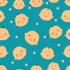 illustration of a cute baby face seamless pattern graphic design
