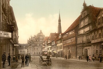 Naklejka na ściany i meble Hameln alte Stadtansicht von 1890
