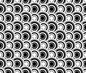 Fototapeta premium Black and white abstract seamless pattern with fish scales