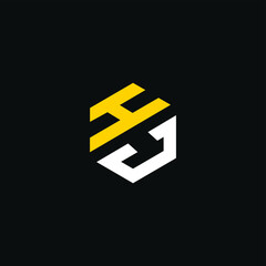 creative minimal HJ logo icon design in vector format with letter H J