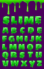 Slime Font green bubbling toxic mold. Letters numbers