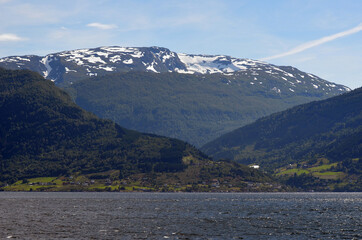 Sognefjord, Norway, Scandinavia. View from the board of Flam - Bergen ferry.