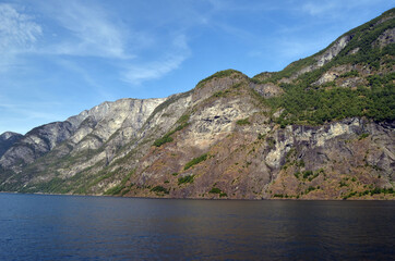 Sognefjord, Norway, Scandinavia. View from the board of Flam - Bergen ferry.