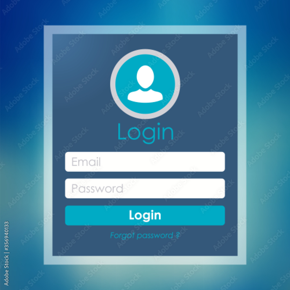 Wall mural modern login form page. website ui vector elements. - vector illustration with blurry background