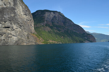 Sognefjord, Norway, Scandinavia. View from the board of Flam - Bergen ferry.