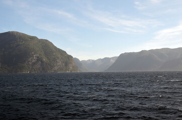 Sognefjord, Norway, Scandinavia. View from the board of Flam - Bergen ferry.