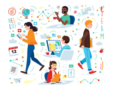 creative people illustration,
great elements for team company illustration