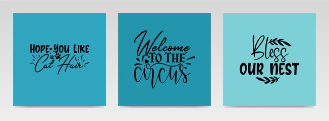 Doormat quotes letter typography set illustration.