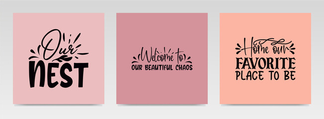 Doormat quotes letter typography set illustration.