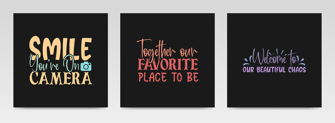 Doormat quotes letter typography set illustration.