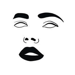 Minimal sketch vector woman face. Linear glamour portrait woman. Portrait of girl. Linear glamour logo in minimal style for beauty salon, beautician, makeup artist, stylist. Hand drawn art.