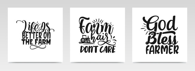 Farming quotes letter typography set illustration.