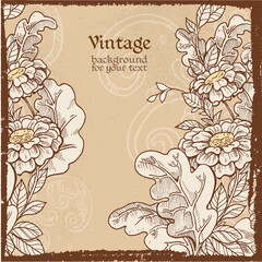 Vintage grunge background with wild meadow flowers