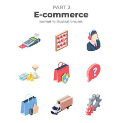 E-commerce vector 3d isometric, color web icon, new flat style. Creative illustration design, isolated graphic idea for infographics.