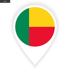 Benin marker icon with shadow on white background. Benin pin icon isolated on white background.