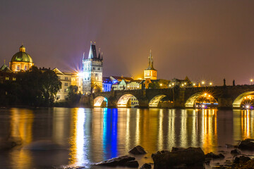 Fototapeta na wymiar Prague Charles bridge at night