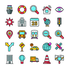 
Pack Of Maps and Navigation Flat Icons
