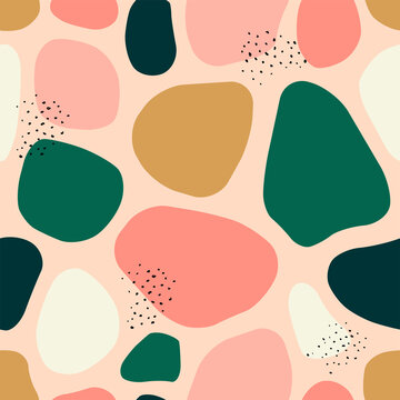 Beautiful Feminine Trendy Hand Drawn Organic Shapes Seamless Repeating Pattern