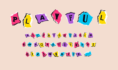 Decorative font of zine collage style