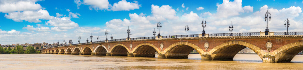 Old stony bridge in Bordeaux