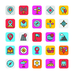 
Maps and Navigation Vector Icons Set 
