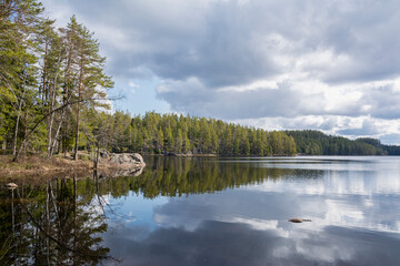 Fototapeta na wymiar View of The Repovesi National Park, lake and forest, Kouvola, Finland
