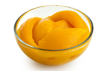 Fototapeta na wymiar Canned mango in a bowl.