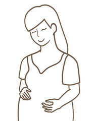 妊娠中の女性 線画