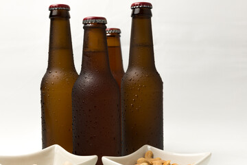 beer bottles on a white background