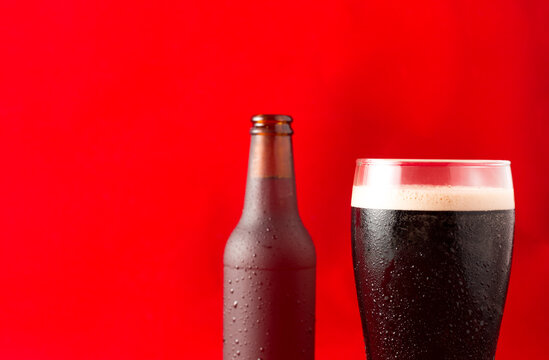 beer bottle on a red background