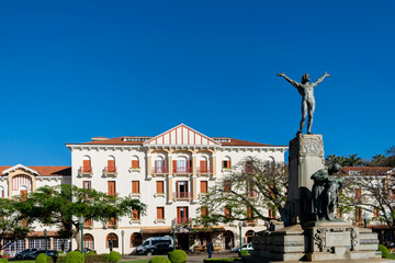 Poços de Caldas, Minas Gerais, Brazil - August 24 2019 - facade of the Palace Hotel, in the main...
