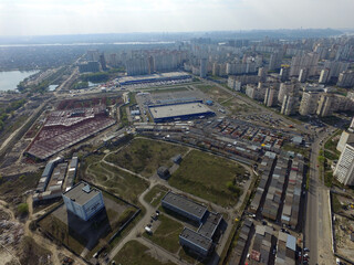 Fototapeta premium Residential area of Kiev (drone image). 