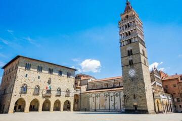 Pistoia, Tuscany, Italy: Piazza Duomo, the setting (in July) of the Giostra dell'Orso (Bear Joust)...