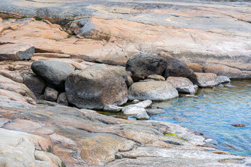 The rocky view of Porkkalanniemi, rocks, stones and Gulf of Finland, Kirkkonummi, Finland