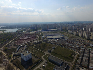 Fototapeta premium Residential area of Kiev (drone image). 