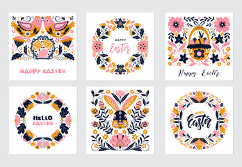 Easter greeting card in Scandinavian style Easter holiday illustration