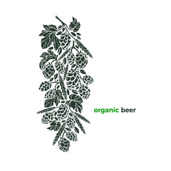 Vector card. Organic beer. Art craft bio symbol
