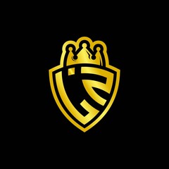 LZ monogram logo with shield and crown style design template