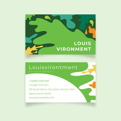 Beauty Abstract leaf with green background business card design template
