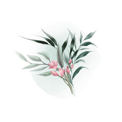 Bouquet of flowers, can be used as greeting card, invitation card for wedding, birthday and other holiday and  summer background. Watercolor illustration design