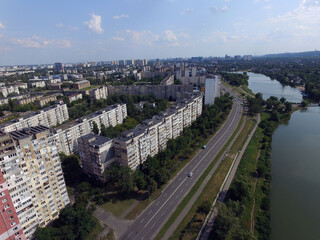 Fototapeta premium Residential area of Kiev (drone image).